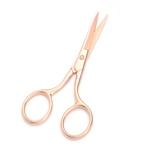 Multicolor Professional Grooming Scissors for Facial Hair Removal (Rose Gold)