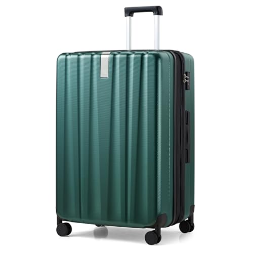 29 Inch Expandable Large Checked Luggage with 8 Spinner Wheels (29 Inch EXT / Blackish Green)