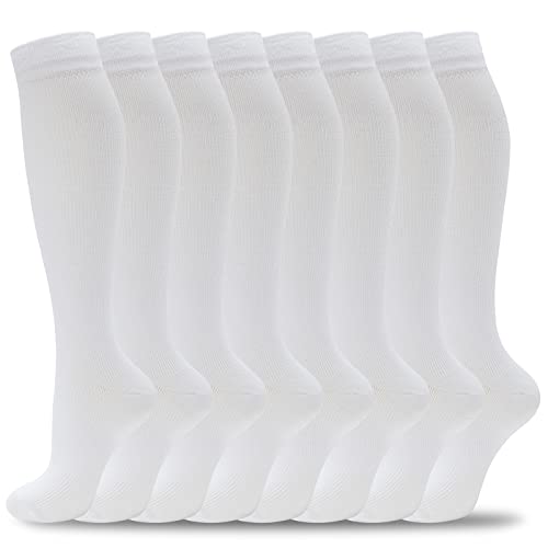 8 Pairs Compression Socks for Men & Women 20 (Large-X-Large / 06-8 Pairs-white-new)