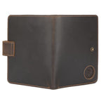 Polare Luxury RFID Blocking Leather Passport Holder Travel Wallet For Men and Women (Dark Brown with AirTag Slot(Snap Version))