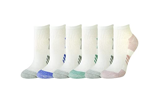 Women's 6 Pack Performance Cotton Cushion Athletic Ankle Socks Sockshosiery (8-12 / Teal/Purple/Ochre)