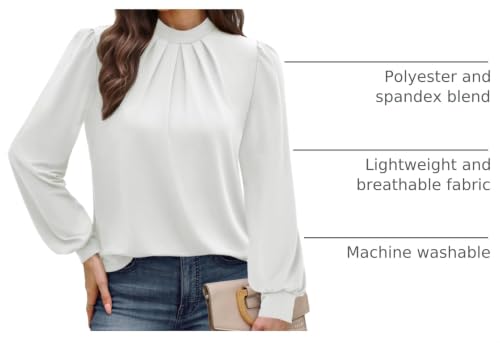 Long Sleeve Shirts for Women Business Casual Outfits Blouses for Women Dressy Casual Fall Clothes 2026 Fashion Work Women's Clothing Tunic Plus Size Tops Loose Fit White 2XL (04 - White / XX-Large)