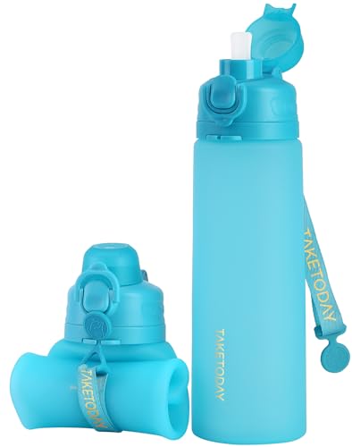 Collapsible Water Bottles with Straw for Travel (Ocean Breeze)