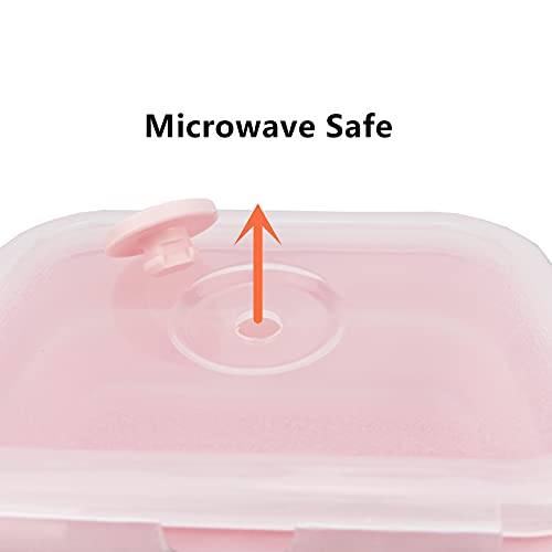 3piece Collapsible Food Storage Containers with Lids (pink)