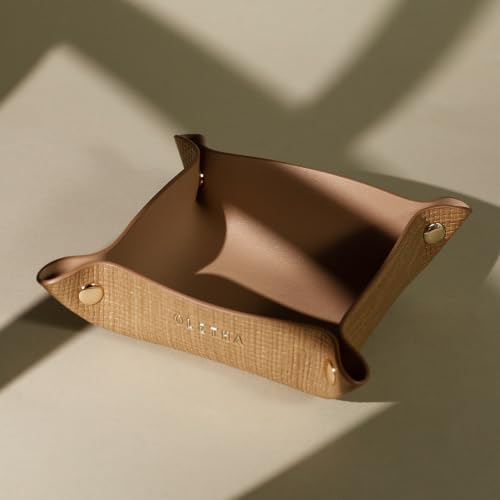 Foldable Valet Tray (Raffia Embossed, Wheat)