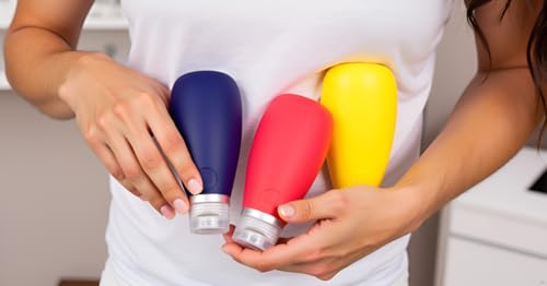 Travel Bottles for Toiletries (Red-Yellow-Navy Blue-Orange)