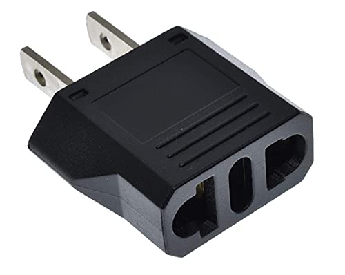 European to US Plug Adapter (1 Pack | Black)