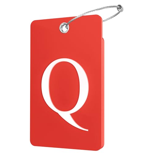 2 Pack Initial Luggage Tags for Suitcases Airplane Travel Essentials (Large Q / Red)