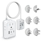 Universal Travel Adapter with 5ft Detachable Cord (Type A/C/G/D/M/I- All in One Adapter 5FT)