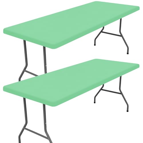 2 Pack Rectangle Spandex Fitted Table Cloth (Bright Green / 96" x 30" (Rectangular))