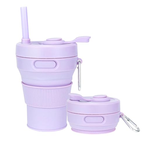 Silicone Collapsible Travel Mug Purple 15oz (Purple)