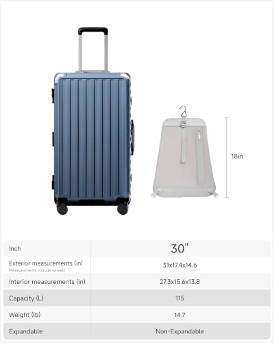 30 Inch Zipperless Large Checked Suitcase (Ocean Blue / 30 Inch)