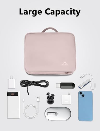 Charger Organizer Travel Case for Women (Pink / Medium)