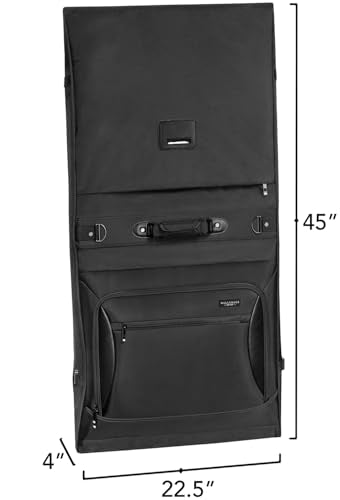 WallyBags Solutions 45" Premium Garment Bag with shoulder strap and pockets (45-Inch / Black)
