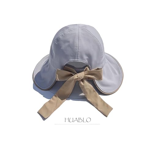 Wide Brim Hats for Woman Foldable Hats Sun Hats for Women uv Protection Bowknot Bucket hat Adjustable hat with Ponytail Hole Gery Grey (Grey)