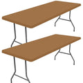 2 Pack Rectangle Spandex Fitted Table Cloth (Brown / 96" x 30" (Rectangular))