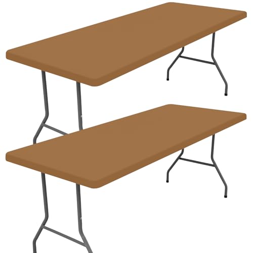 2 Pack Rectangle Spandex Fitted Table Cloth (Brown / 72" x 30" (Rectangular))