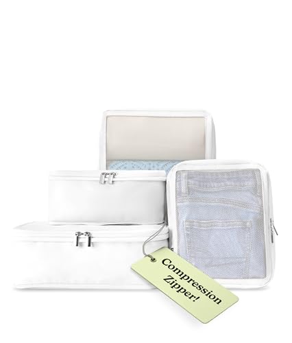 Space Saving Compression Packing Cubes for Women 4 (8. White / 4 Pack (Compression))
