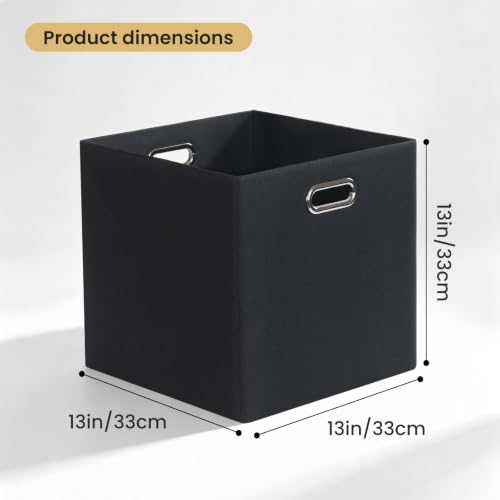 13x13 Storage Cubes Basket Containers for Shelf Cabinet Bookcase Boxes (13×13×13/4pcs / Pure Black-1200D)