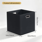 13x13 Storage Cubes Basket Containers for Shelf Cabinet Bookcase Boxes (13×13×13/4pcs / Pure Black-1200D)