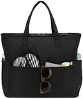 Waterproof Beach Tote Pool Bags for Women Ladies Extra Large Gym Tote Carry On Bag With Wet Compartment for Weekender Travel (M-black)