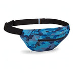 Camo Blue Fanny Pack for Men Cross Body Bag Carrying All Phones (Camo Blue / Large)
