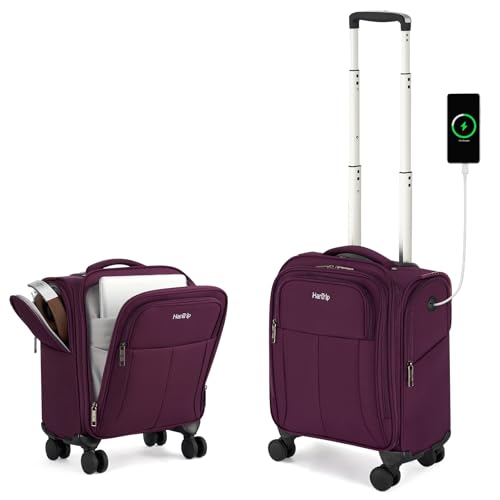 16 Inch Underseat Mini Carry On Luggage with Spinner Wheels (Underseat 16-Inch / Purple)