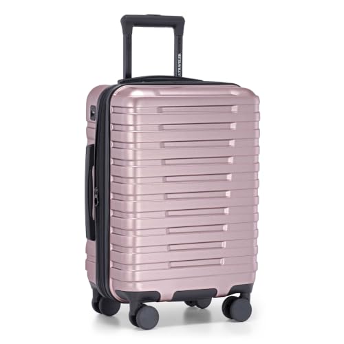 Boren Expandable Hardside Rugged Travel Luggage with 8 Spinner Wheels (Carry-on 22-Inch, USB Port in Carry-On / Orchid)
