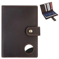 Crazy Horse Leather Slim Passport Holder with RFID &Tracker Slot (Dark Brown)