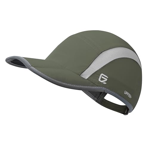 Foldable Running Sports Hat Reflective Baseball Cap Quick Drying Hat for Men Woman Adjustable 50+ UPF Breathable Mesh Water Repellency Outdoor Race Performance Lightweight Army Green (6 7/8-7 1/2 / Amy Green)