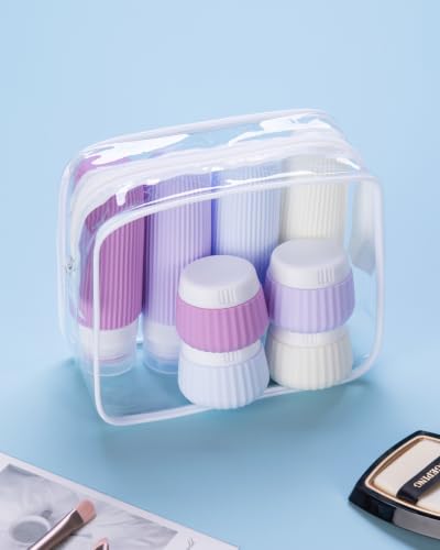 Travel Bottles for Toiletries 8 Pack (Bottle 3oz Jars 1oz / Lavender)