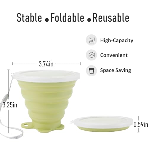 Silicone Collapsible Travel Cup (Yellow Green & Light Brown.)