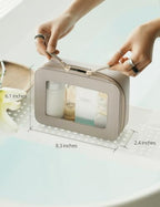 Clear Makeup Bag Travel Cosmetic Case Clear Toiletry Bag with Zipper Make Up Organizer Traveling Compact Car Bag Stone Medium (Stone / Medium Moda)
