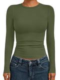 Womens Long Sleeve Shirts Basic Compression Tops ArmyGreen S (Small / Armygreen)