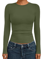 Womens Long Sleeve Shirts Basic Compression Tops ArmyGreen S (Small / Armygreen)