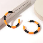 Game Day Earrings Football Baseball Earrings for Women Sports Team Heishi Hoop Earring Football Accessories Outfits Cheer Mom Essentials Fall Sports Must Haves Cheer Gifts (Orange Black)