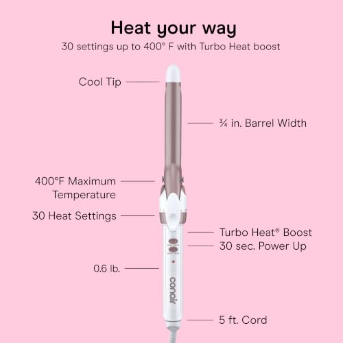 Curling Iron Double Ceramic (White/Rose Gold / 0.75 Inch Standard Barrel)
