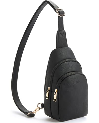 Crossbody Bags for Women Leather Sling Bag for Woman Travel Black (3-black)