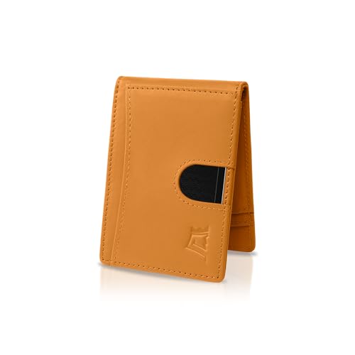 Money Clip Slim Minimalist Wallet for Men (Cognac)