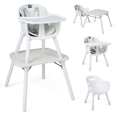 High Chair 5 in 1 Convertible Highchair for Babies & Toddlers (White)