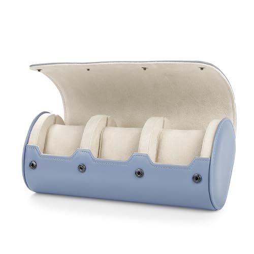 3 Slot Leather Watch Storage Box Light Blue (Sky Blue / 3-Slot)