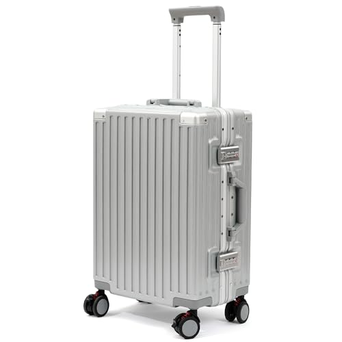 26 Inch Checked Luggage with Spinner Wheels (Silvery / 26inch)