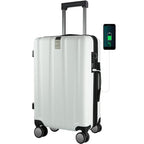 Carry On Luggage Suitcase Rolling Luggage (White)