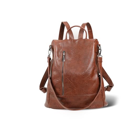 Small Women Backpack Purse PU Leather Anti (Tortoiseshell Brown / Small)