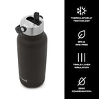 Recycled Stainless Steel Explorer with Flip Straw Lid (Onyx / 32 Ounces)