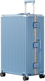 Luggage PC+ABS Aluminum Frame Zipperless Checked Luggage Hard Shell Suitcase TSA Lock Double Spinner Wheels 28 Inch Haze Blue (Haze Blue / 28-inch(upgraded Tsa Lock))