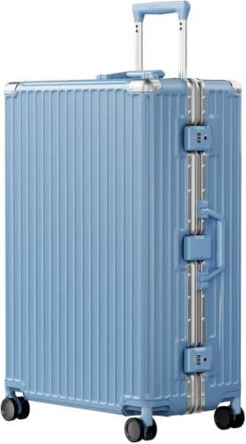 Luggage PC+ABS Aluminum Frame Zipperless Checked Luggage Hard Shell Suitcase TSA Lock Double Spinner Wheels 28 Inch Haze Blue (Haze Blue / 28-inch(upgraded Tsa Lock))
