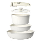 5Pcs Pots and Pans Set Non Stick (White / 5PCS)