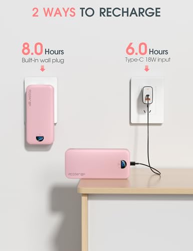 Portable Charger 20000mAh PD20W w (Magenta)