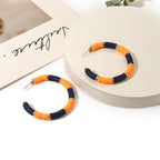 Game Day Earrings Football Baseball Earrings for Women Sports Team Heishi Hoop Earring Football Accessories Outfits Cheer Mom Essentials Fall Sports Must Haves Cheer Gifts (Orange Navy)